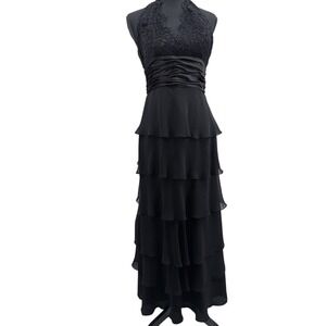 JS Boutique Women's Formal 4 Halter Black Fairy Grunge Whimsigoth Vamp‎ Y2K 90s